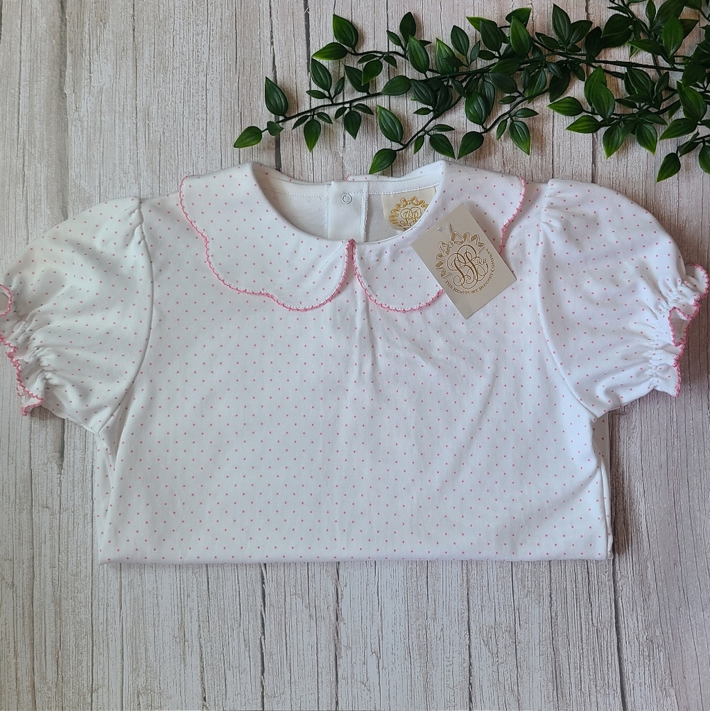 TBBC Maude's Peter Pan Collar Shirt, Pink Micro Dot, Pima Cotton, NWT